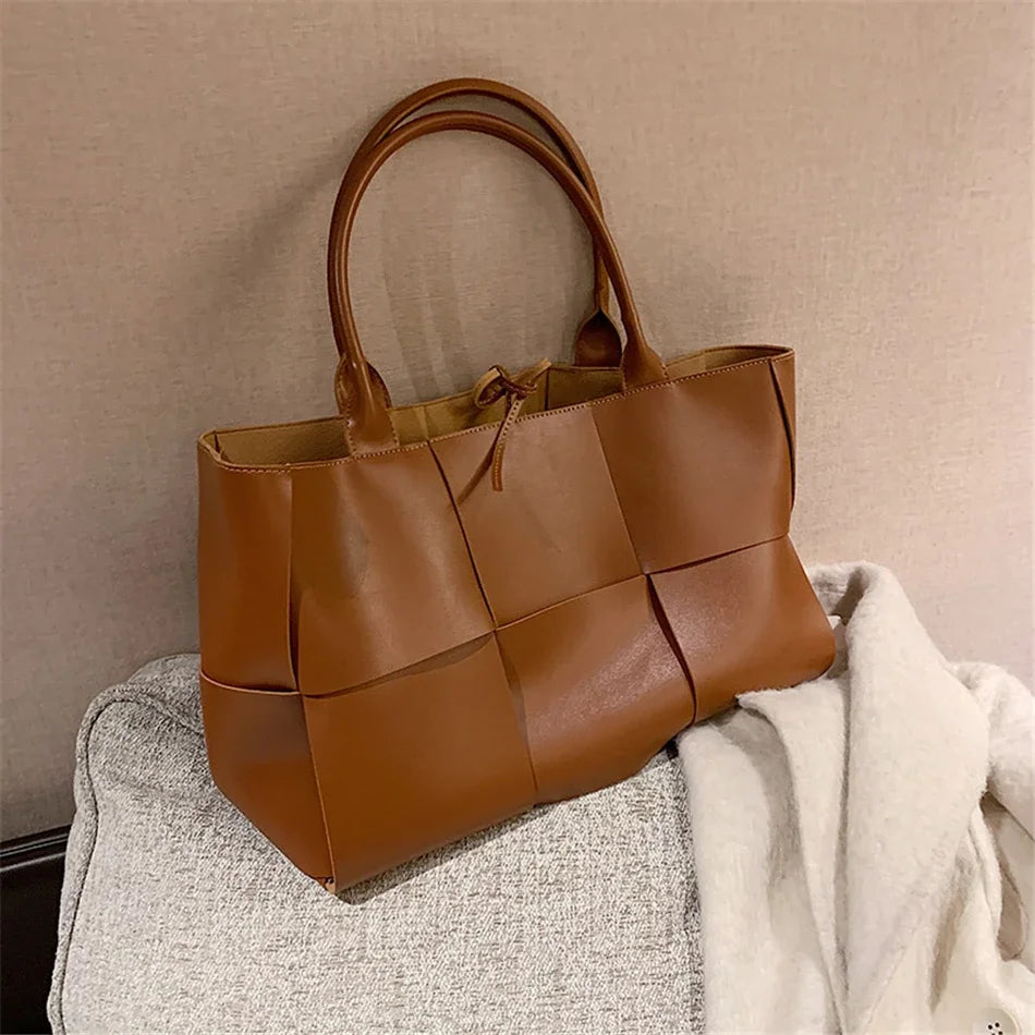 Famous Brand Large Weave Tote Bags High Quality Leather Shoulder Bags for Women Designer Luxury Lady Top-handle Bags Luxury Sac