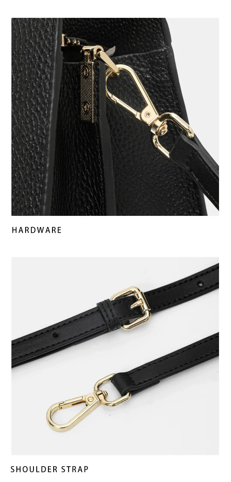 Aidrani Genuine Leather Cowhide Women's Bag Fashion Letter Black Handbag Tote Bag Shoulder Large Capacity Ladies' Bag