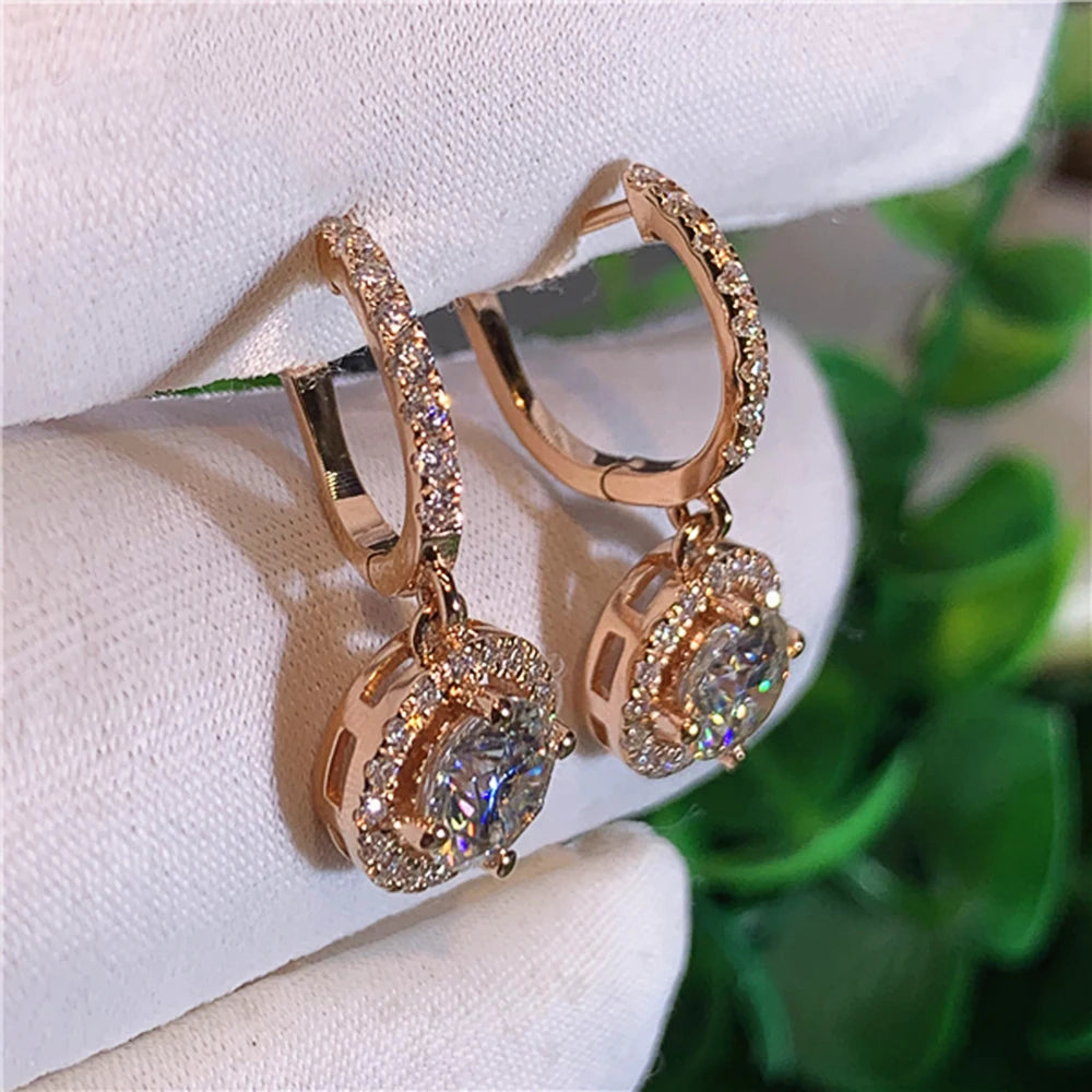 Huitan Versatile Classic Design Round Dangle Earrings For Women Dazzling Crystal CZ Engagement Wedding Jewelry Statement Earring