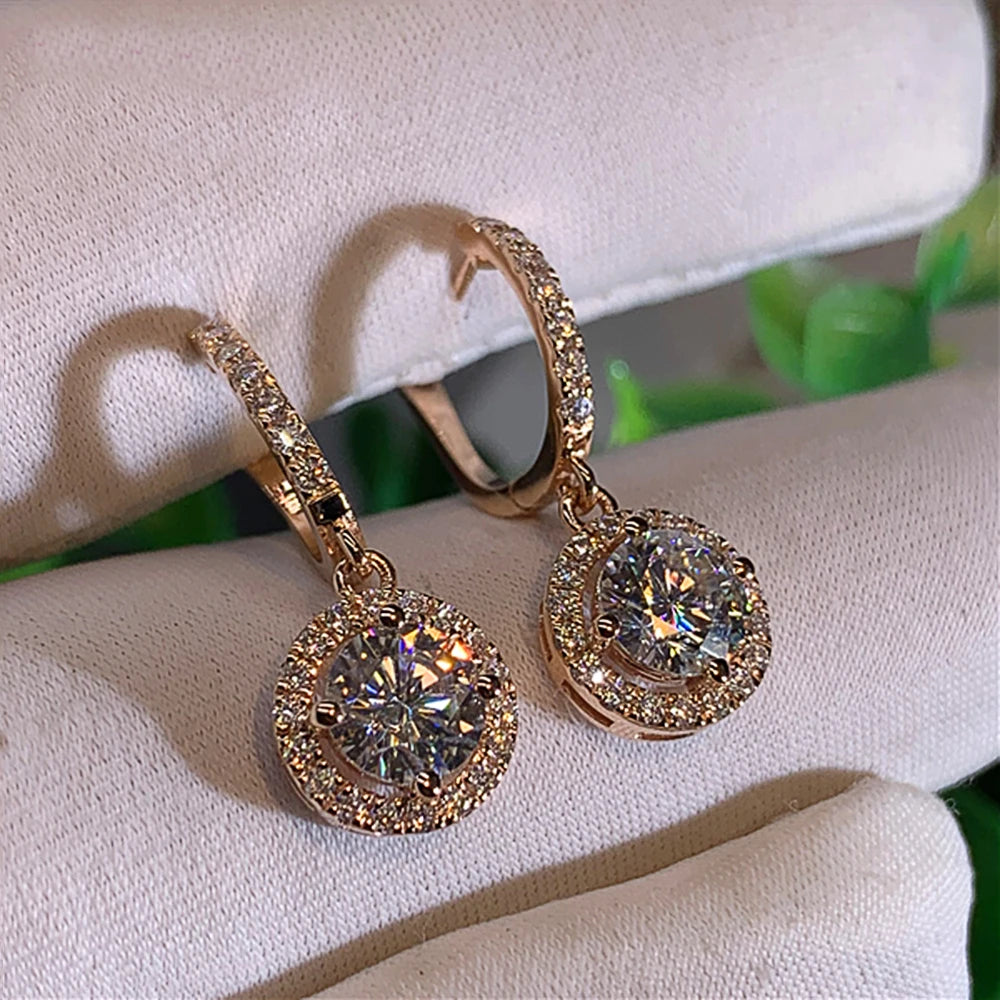 Huitan Versatile Classic Design Round Dangle Earrings For Women Dazzling Crystal CZ Engagement Wedding Jewelry Statement Earring