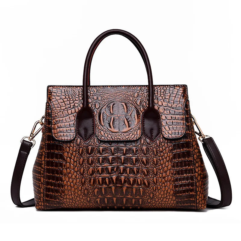 Vintage Fashion Crocodile Genuine Leather Luxury Ladies Handbags