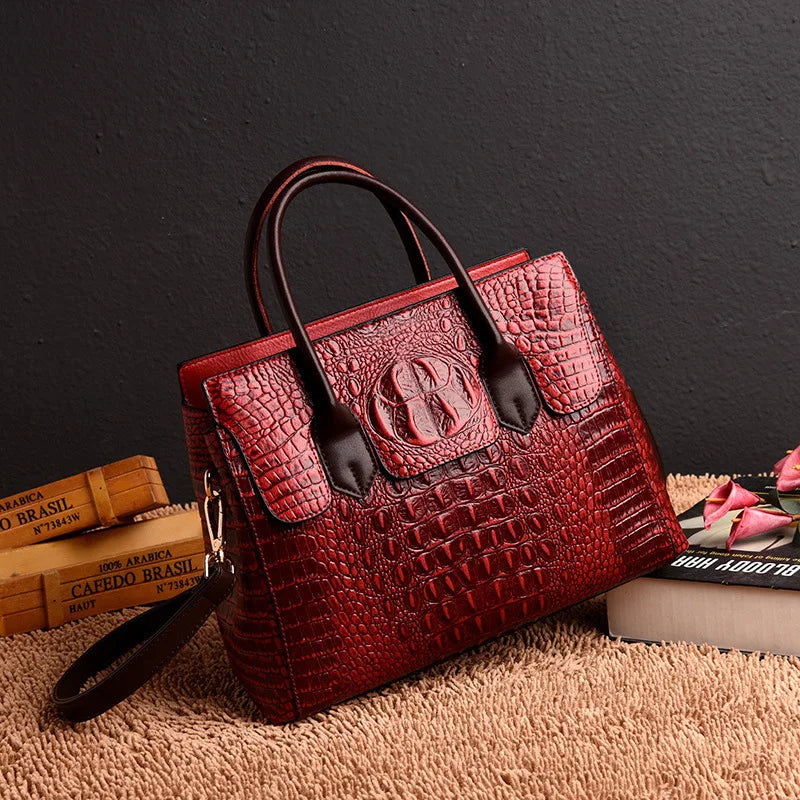 Vintage Fashion Crocodile Genuine Leather Luxury Ladies Handbags