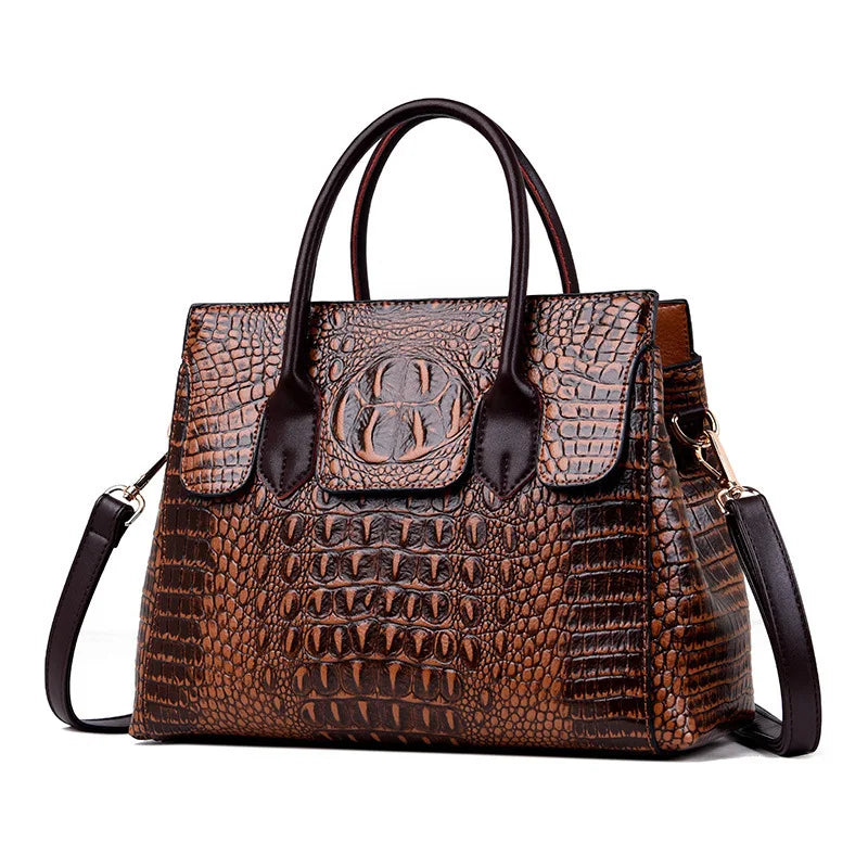 Vintage Fashion Crocodile Genuine Leather Luxury Ladies Handbags