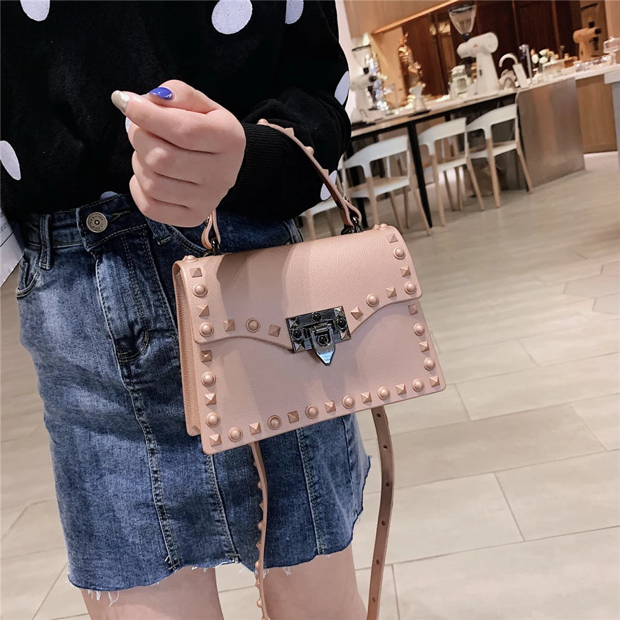 High Quality Women PVC Handbags Fashion Ladies Shoulder Bag Luxury Designer Crossbody Bags for Women Small Rivet Messenger Bags