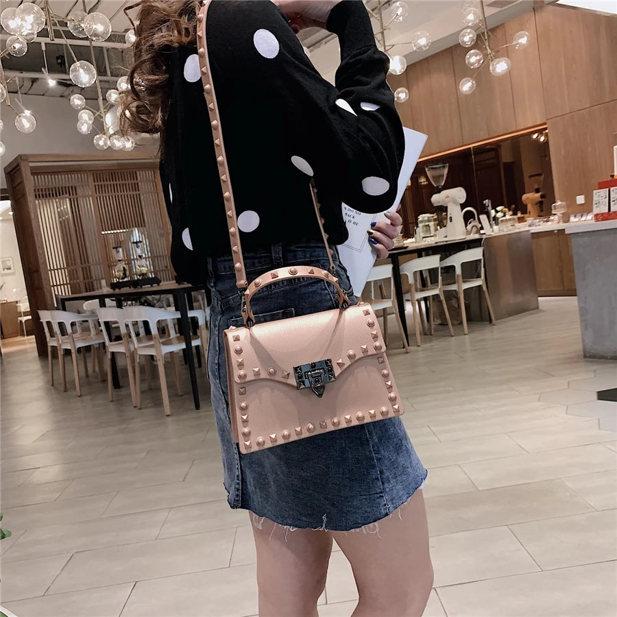 High Quality Women PVC Handbags Fashion Ladies Shoulder Bag Luxury Designer Crossbody Bags for Women Small Rivet Messenger Bags