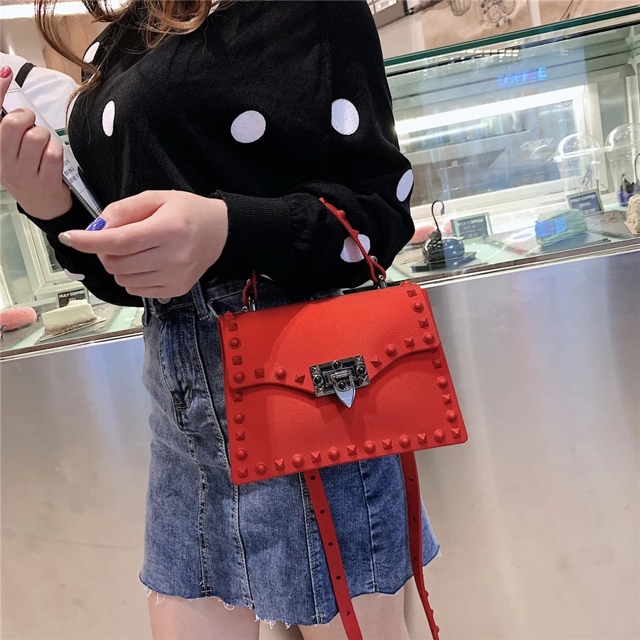 High Quality Women PVC Handbags Fashion Ladies Shoulder Bag Luxury Designer Crossbody Bags for Women Small Rivet Messenger Bags