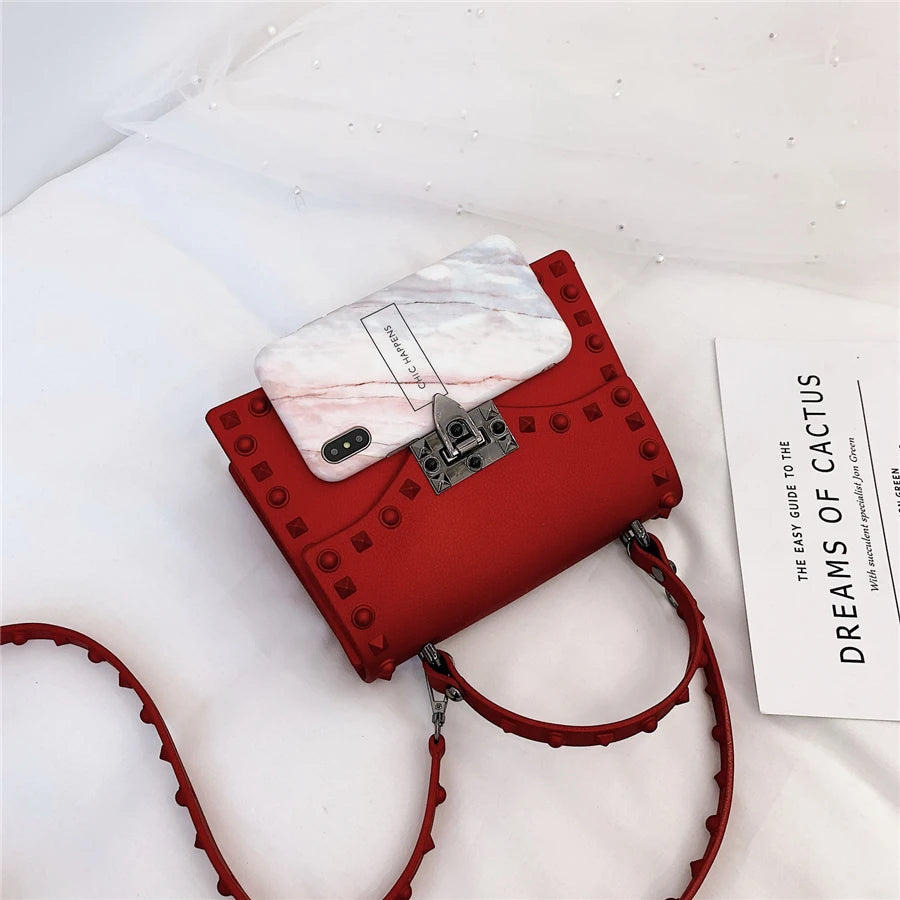 High Quality Women PVC Handbags Fashion Ladies Shoulder Bag Luxury Designer Crossbody Bags for Women Small Rivet Messenger Bags