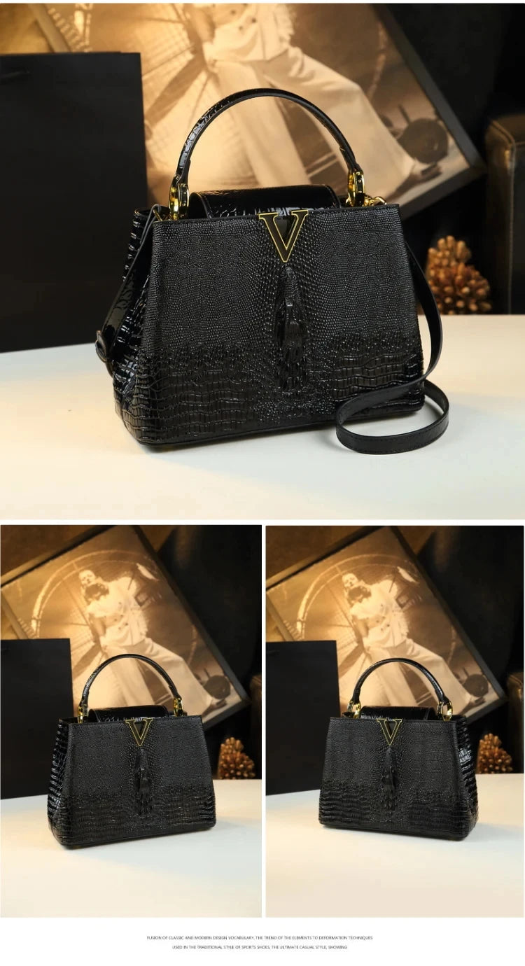 Luxury Genuine Leather Women's Handbags Niche Original Lady Shell Bag Crocodile Pattern 2023 New Shoulder Messenger Bags