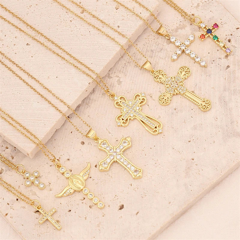 Exquisite Luxury Gold Cross Women's