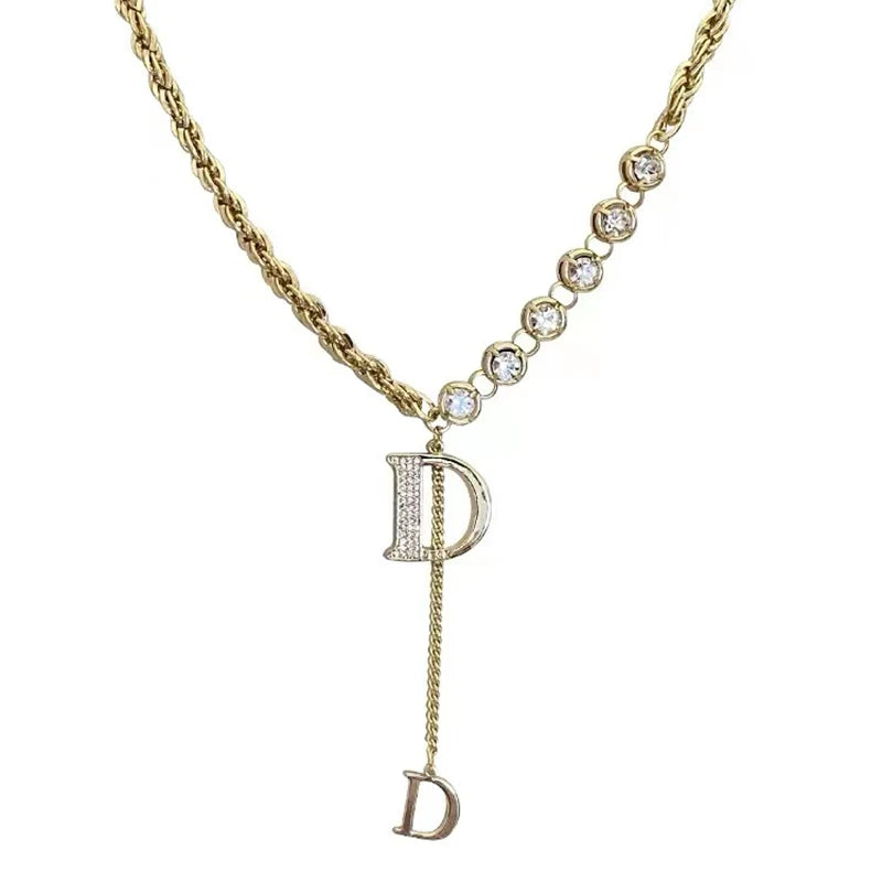 Korean classic D Letter Pendant Gold Color