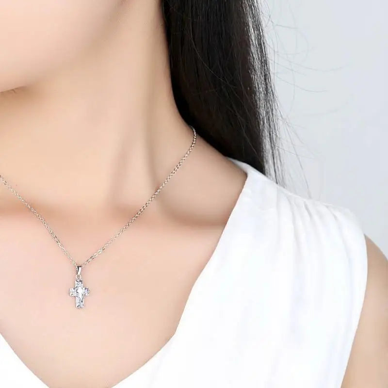 New Crystal Cross Pendant Necklace