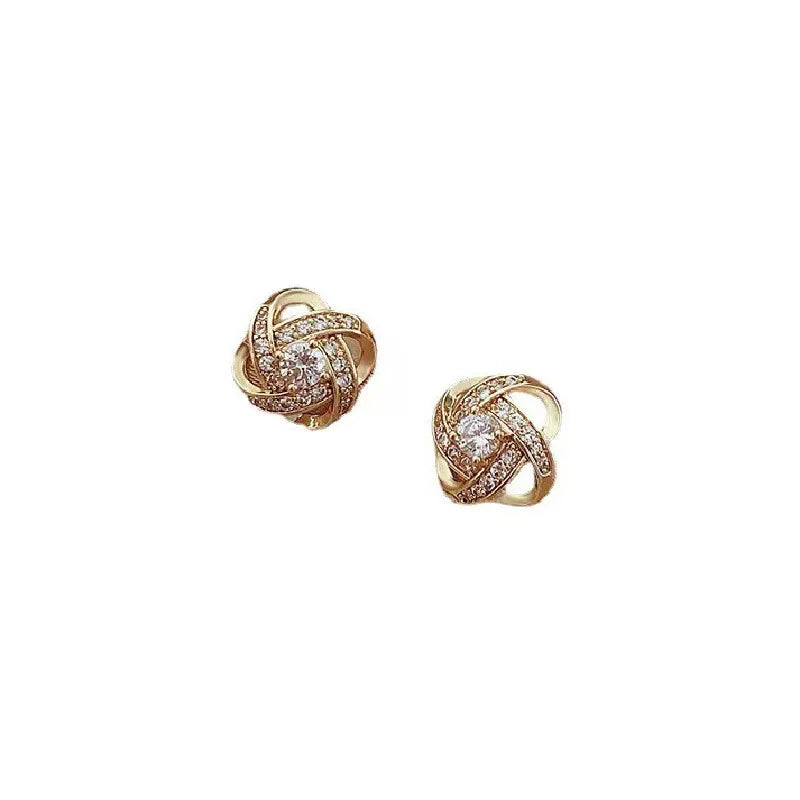 Small Stud Earring For Woman Golden Crystal Shinning