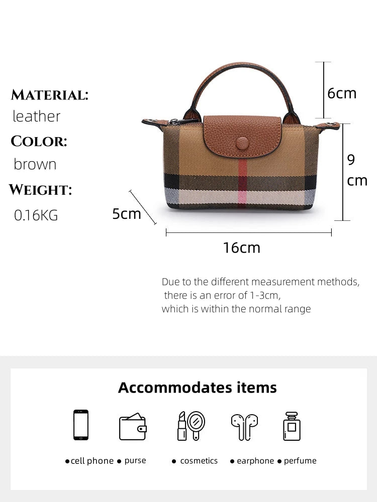 Genuine Leather Casual Phone Bag 2023 New Ladies Lattice Luxury Crossbody Bag Fashion Trend Women Shoulder Bag