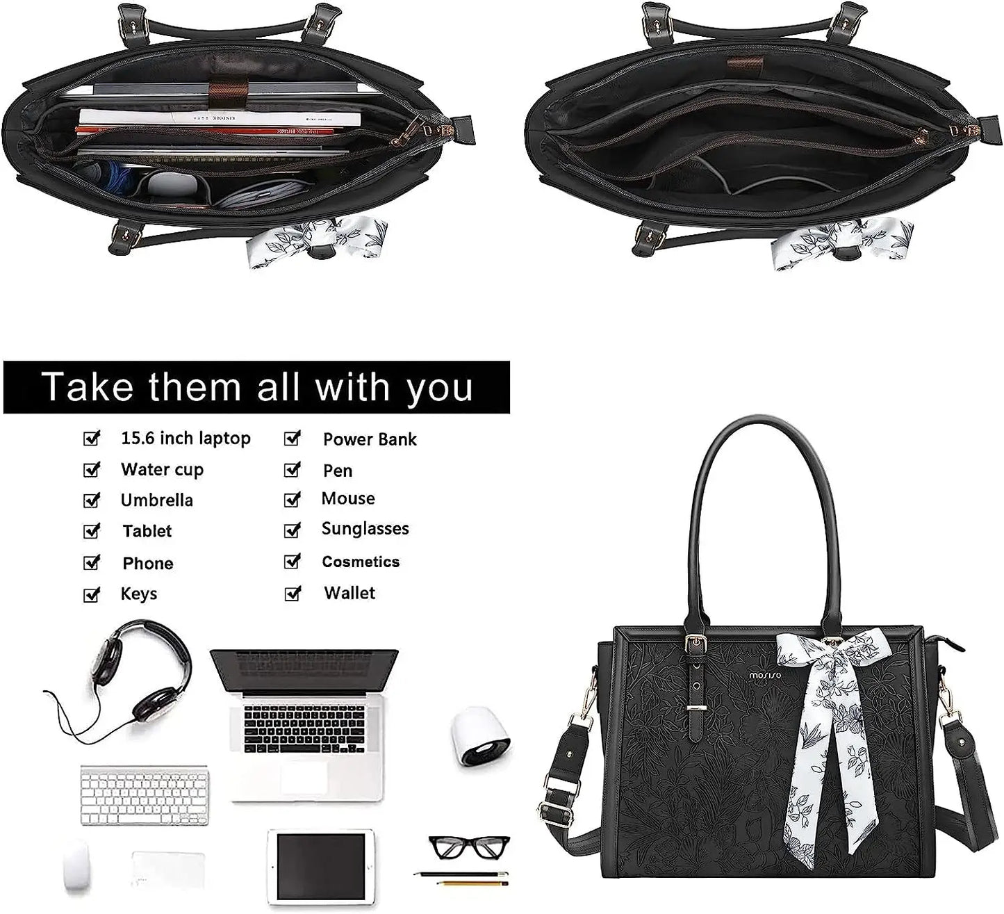 Women's Bag PU Leather Tote Bag Luxury Handbags For Women Large Capacity Shopping Messenger Tote Business NoteBook