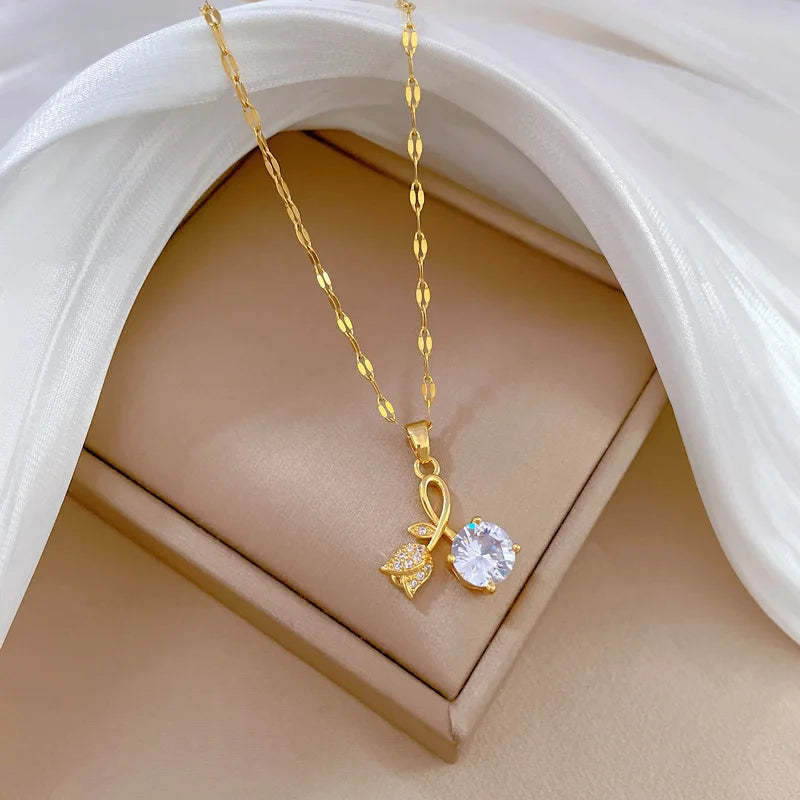 Fashionable and Cute Micro-paved White Jewelry Necklace,