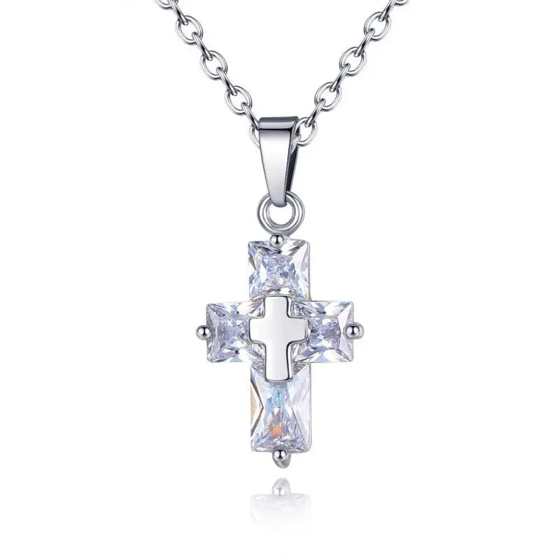 New Crystal Cross Pendant Necklace