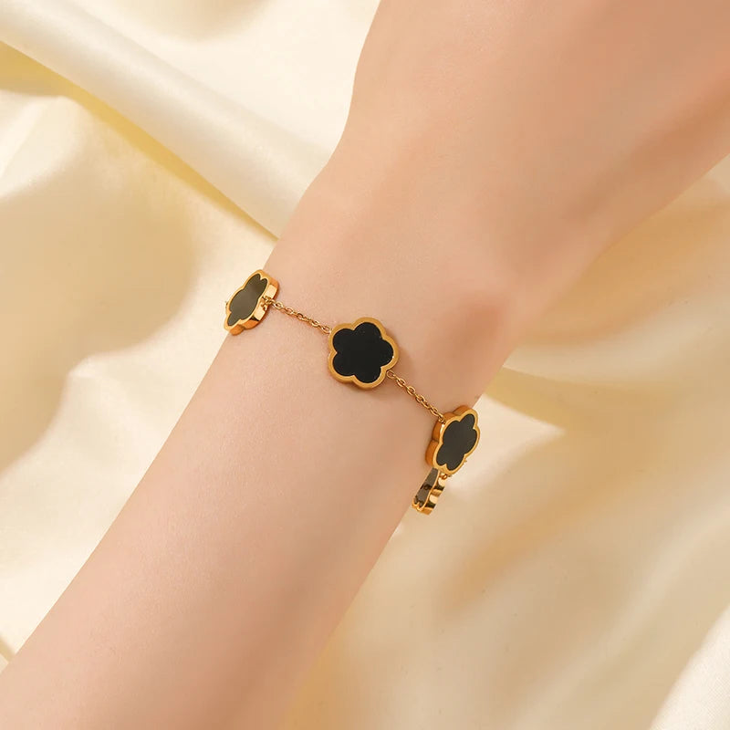 GANEMLY Five Leaf Clover Bracelets For Women