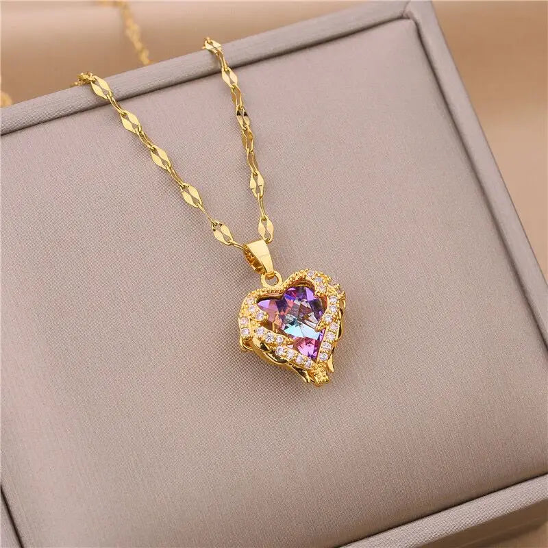 Top Luxury Colorful Crystal Ocean Heart Pendant