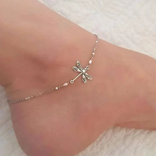 Little Dragonfly Charm Anklet