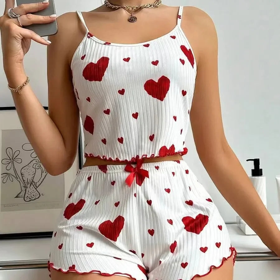 Women's Pajamas Set Sleepwear 2 PCS Short Tank