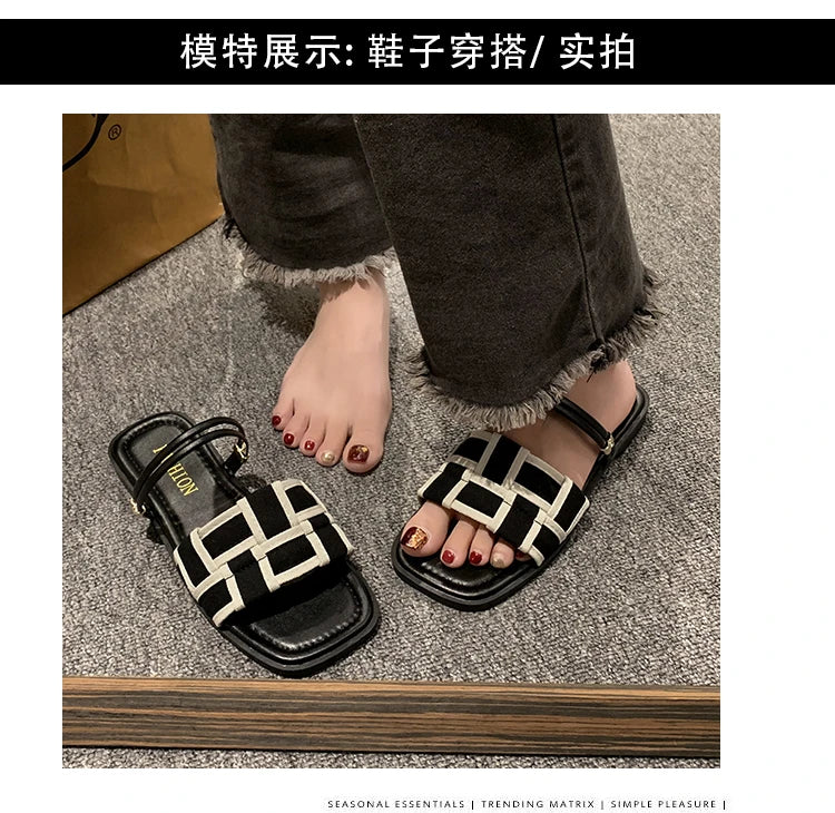 New Trend Summer Flats Women Slippers Casual Shoes Open Toe Flip-flops Designer Dress Sandals Beach Fad Ladies Shoes Slides