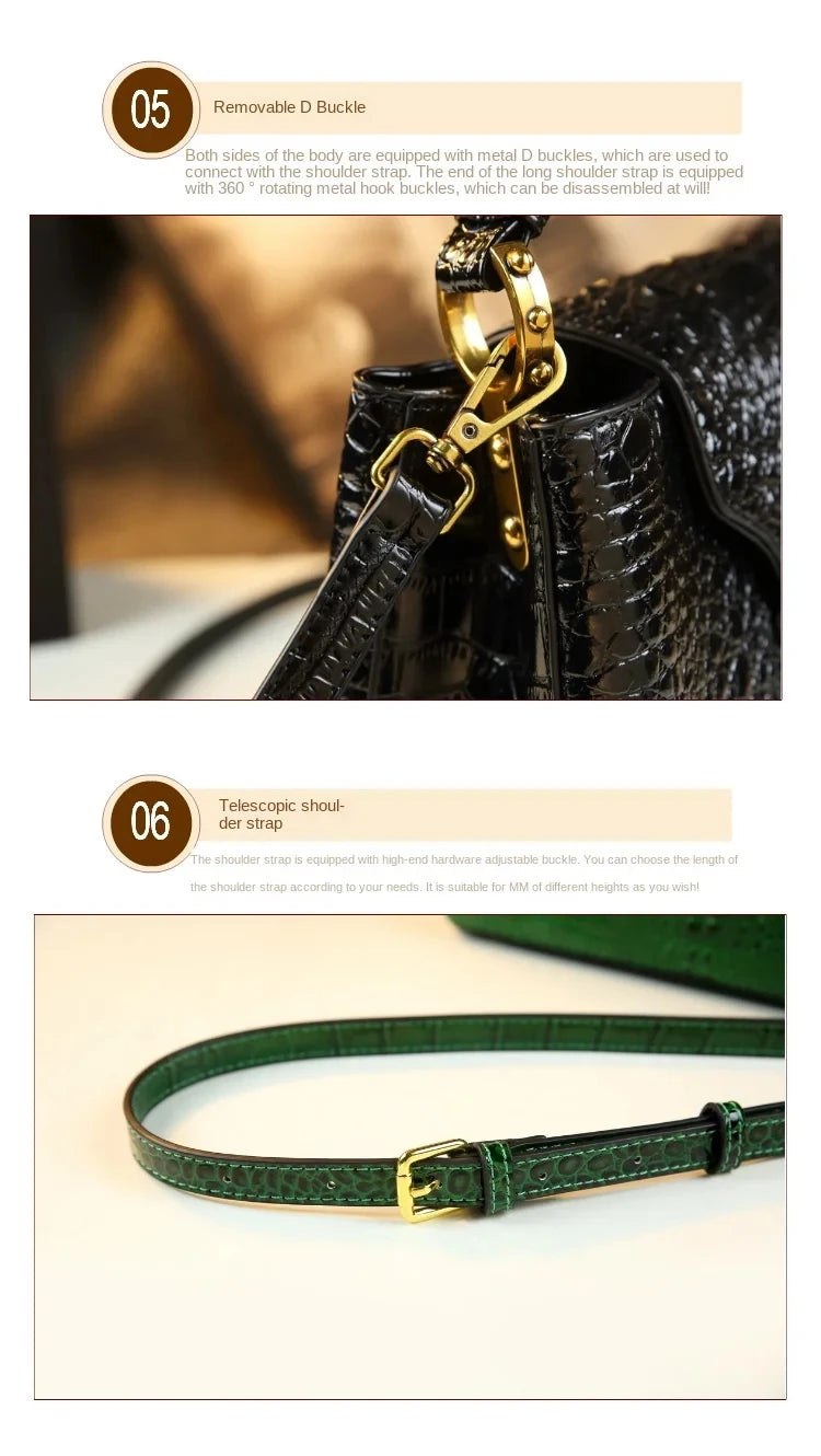 Luxury Genuine Leather Women's Handbags Niche Original Lady Shell Bag Crocodile Pattern 2023 New Shoulder Messenger Bags