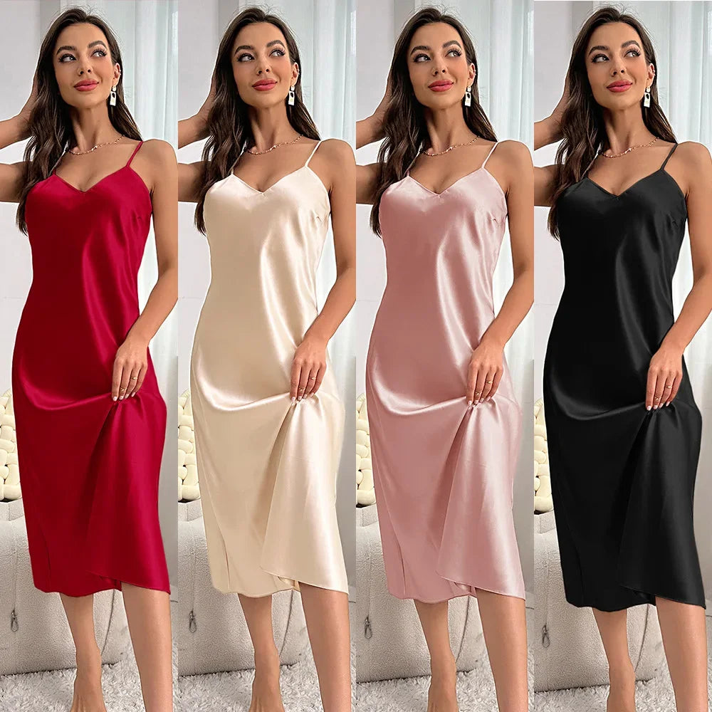 New Sexy Solid Color Long Nightdress