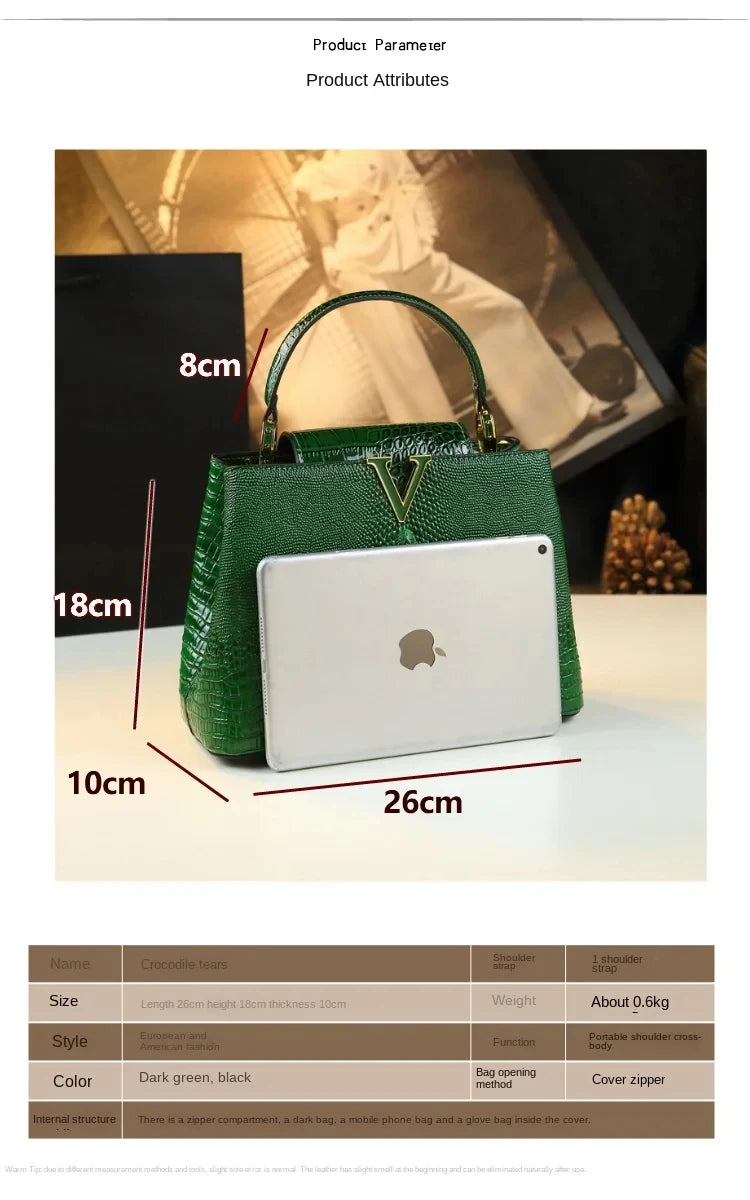 Luxury Genuine Leather Women's Handbags Niche Original Lady Shell Bag Crocodile Pattern 2023 New Shoulder Messenger Bags