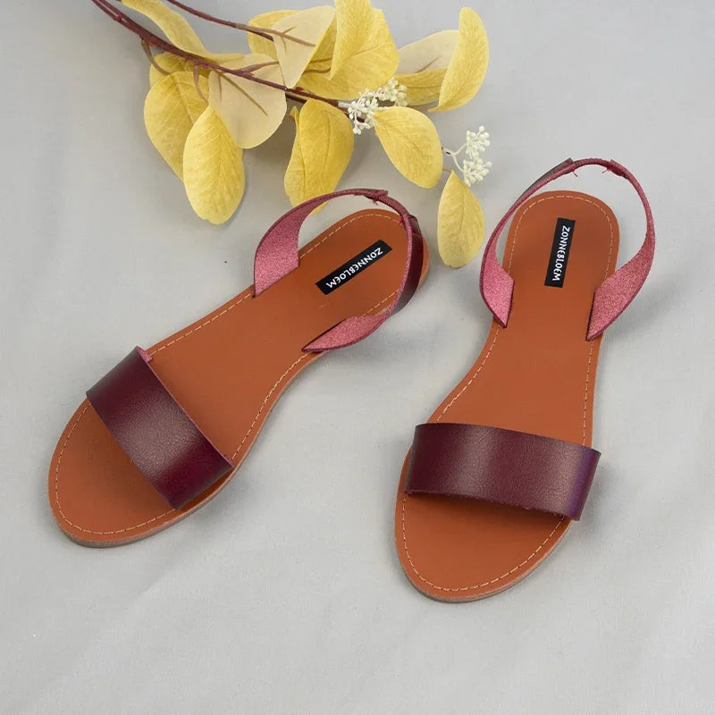 Sandals Women for 2024 Summer Beach Shoes High Quality Leather