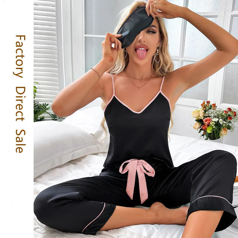 Women Sexy Satin Pijamas Set