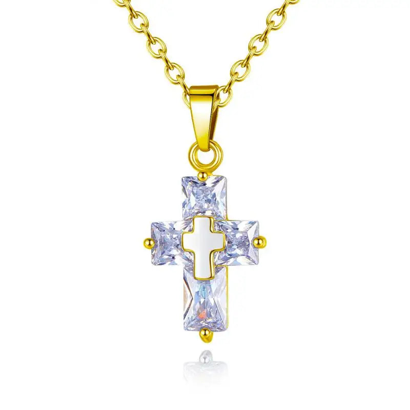 New Crystal Cross Pendant Necklace