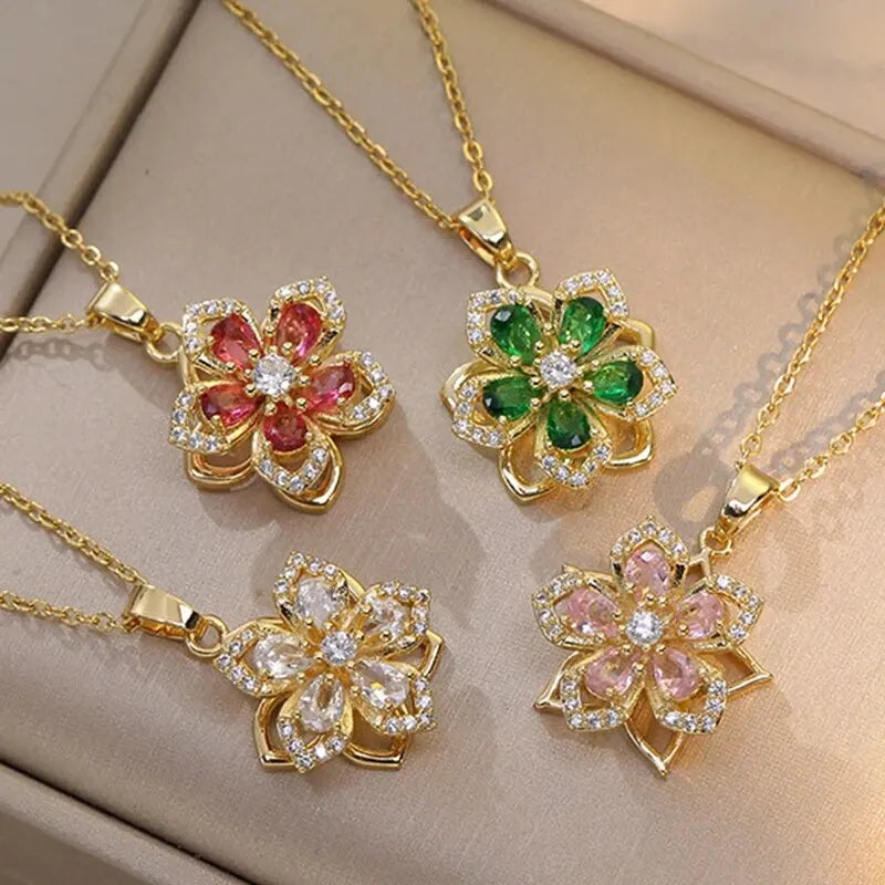 Light Luxury Spin Zircon Flower