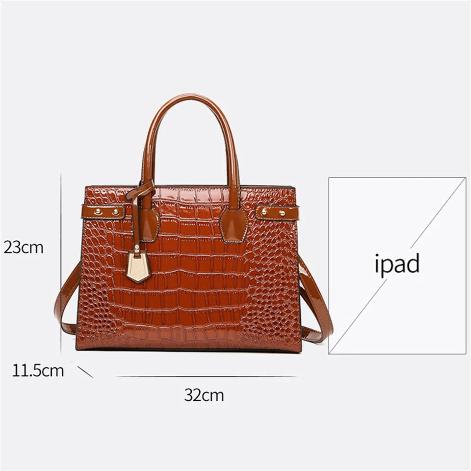 Pantent Leather Women Messenger Bags Crocodile