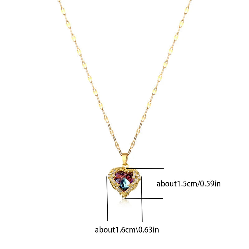 Top Luxury Colorful Crystal Ocean Heart Pendant