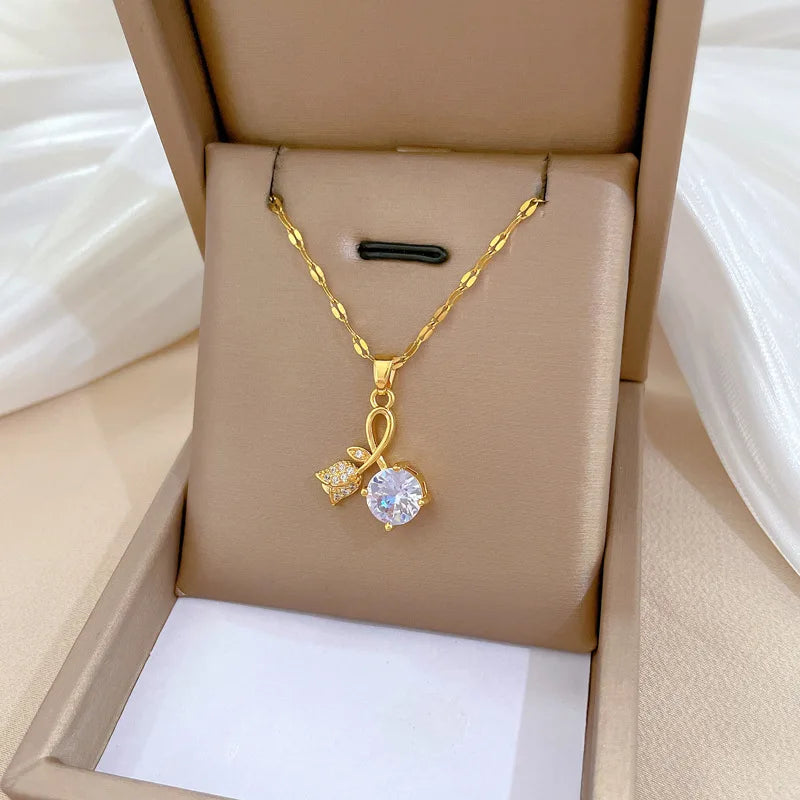 Fashionable and Cute Micro-paved White Jewelry Necklace,