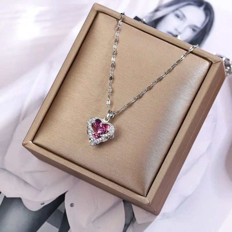 Top Luxury Colorful Crystal Ocean Heart Pendant