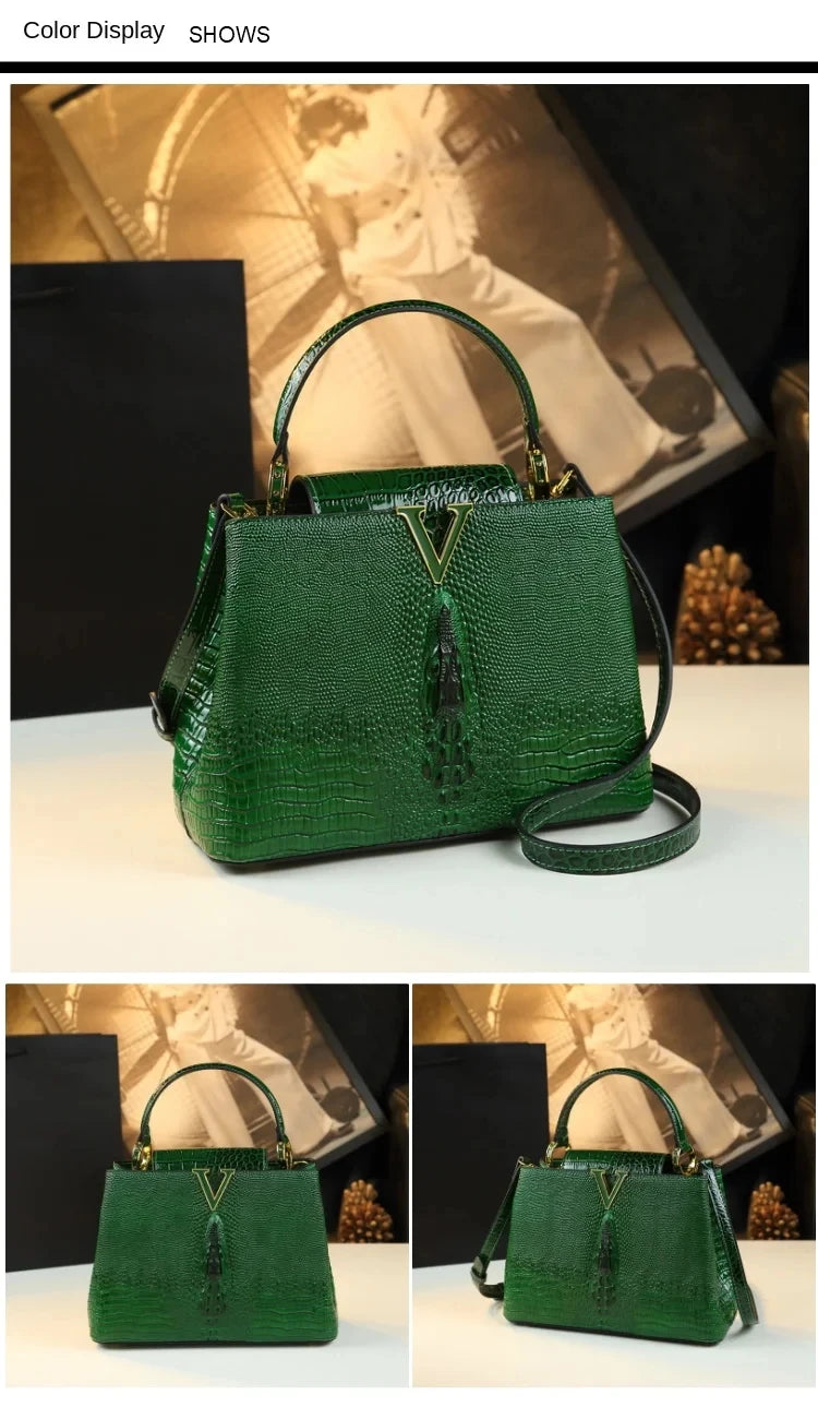 Luxury Genuine Leather Women's Handbags Niche Original Lady Shell Bag Crocodile Pattern 2023 New Shoulder Messenger Bags