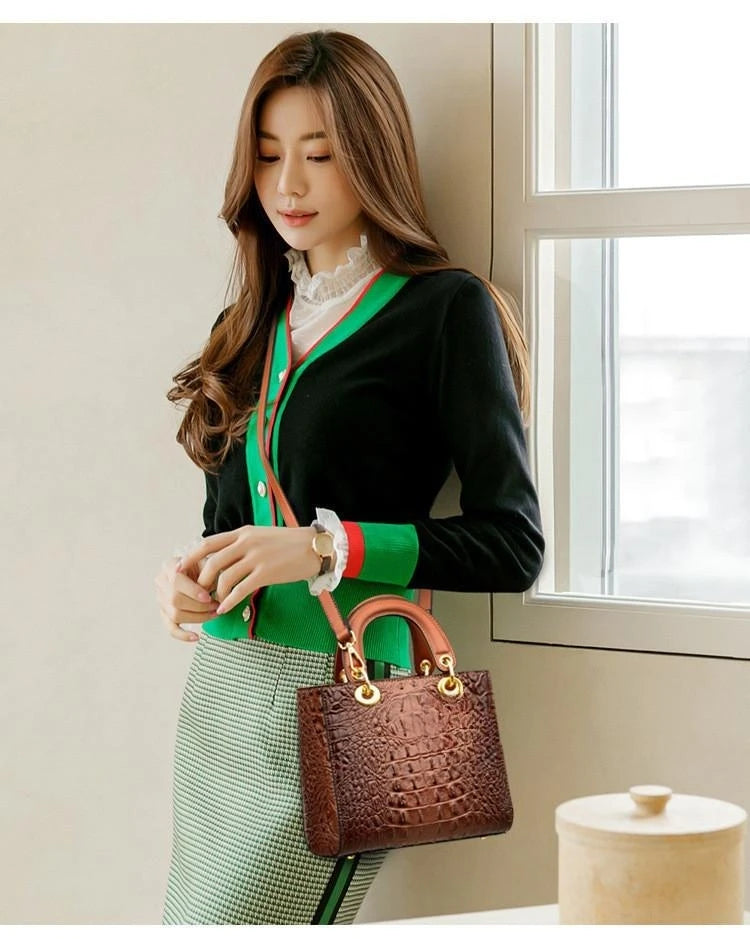 High Quality Luxury Brand Designer Leather Handbags Shoulder Bag For Women Hand Bag Crocodile Totes Purses Ladies Messenger Bags