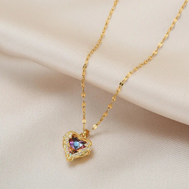 Top Luxury Colorful Crystal Ocean Heart Pendant