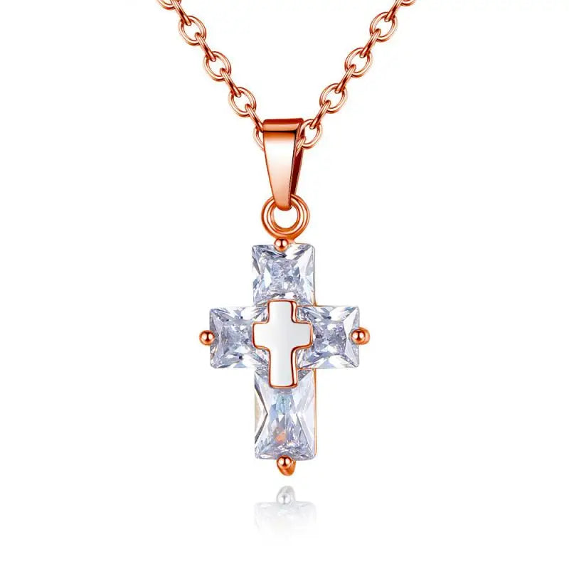 New Crystal Cross Pendant Necklace