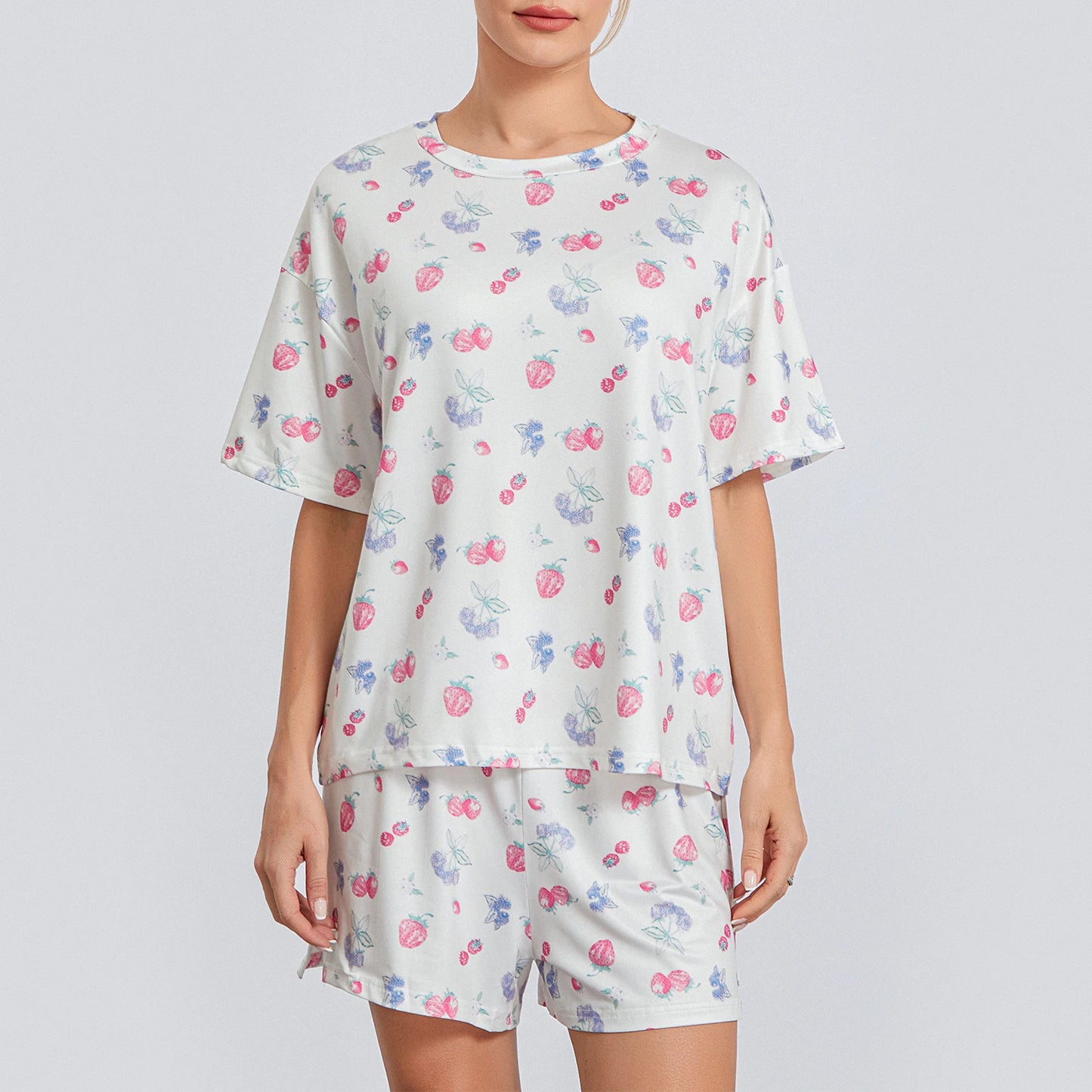 Women Pajamas Set Summer Strawberry