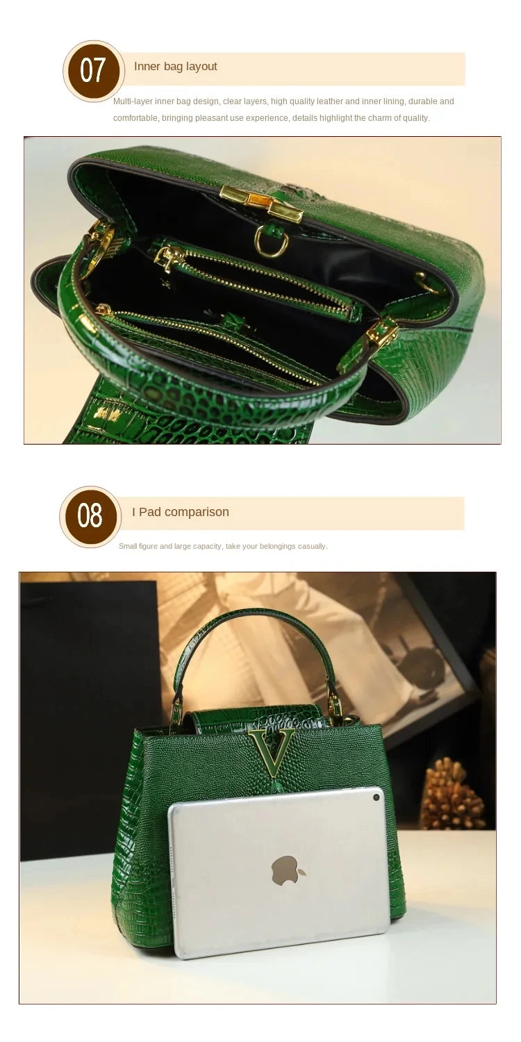 Luxury Genuine Leather Women's Handbags Niche Original Lady Shell Bag Crocodile Pattern 2023 New Shoulder Messenger Bags