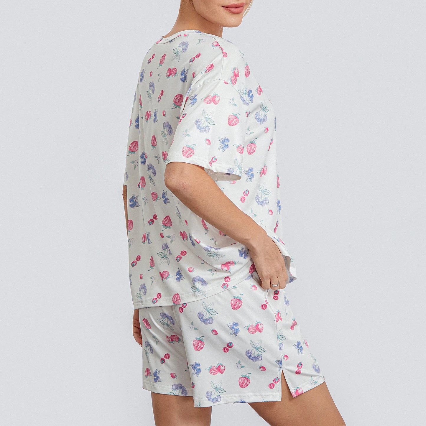 Women Pajamas Set Summer Strawberry