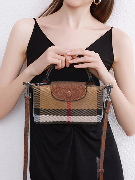 Genuine Leather Casual Phone Bag 2023 New Ladies Lattice Luxury Crossbody Bag Fashion Trend Women Shoulder Bag