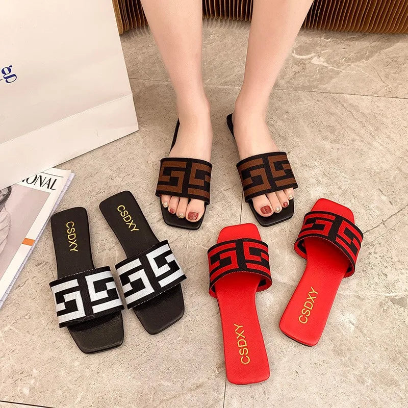 Women Falt Heels Slipper Summer 2024 New Outdoor Non-slip Casual Ladies Sildes Plus Size 42 Sapatos Mujer Fashion Women Sandals