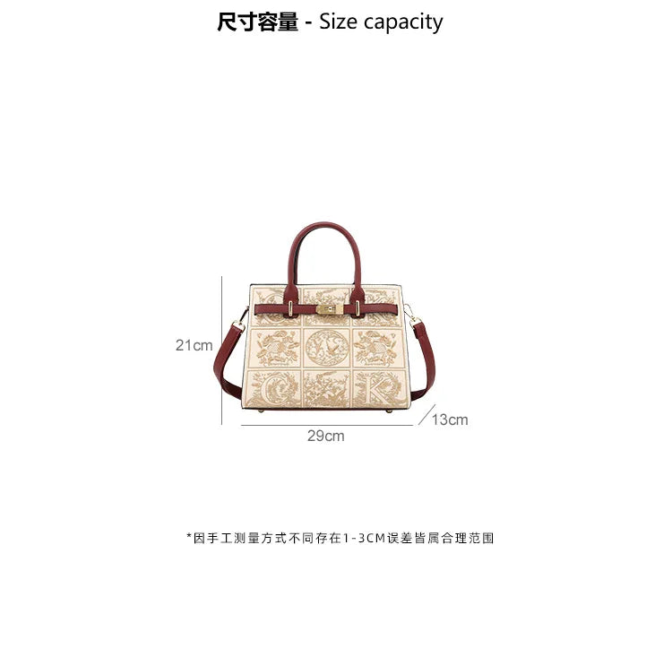 Mother's Day New Style Classy Mom Bag Lady Temperament Style Embroidery Handbag Crossbody Bag Middle-Ag