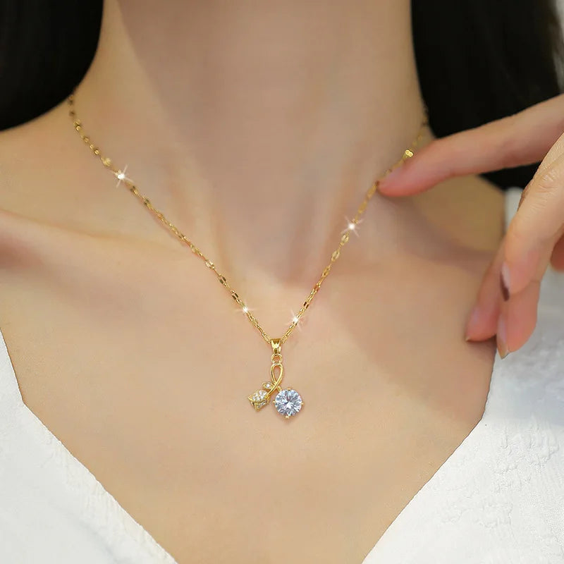 Fashionable and Cute Micro-paved White Jewelry Necklace,