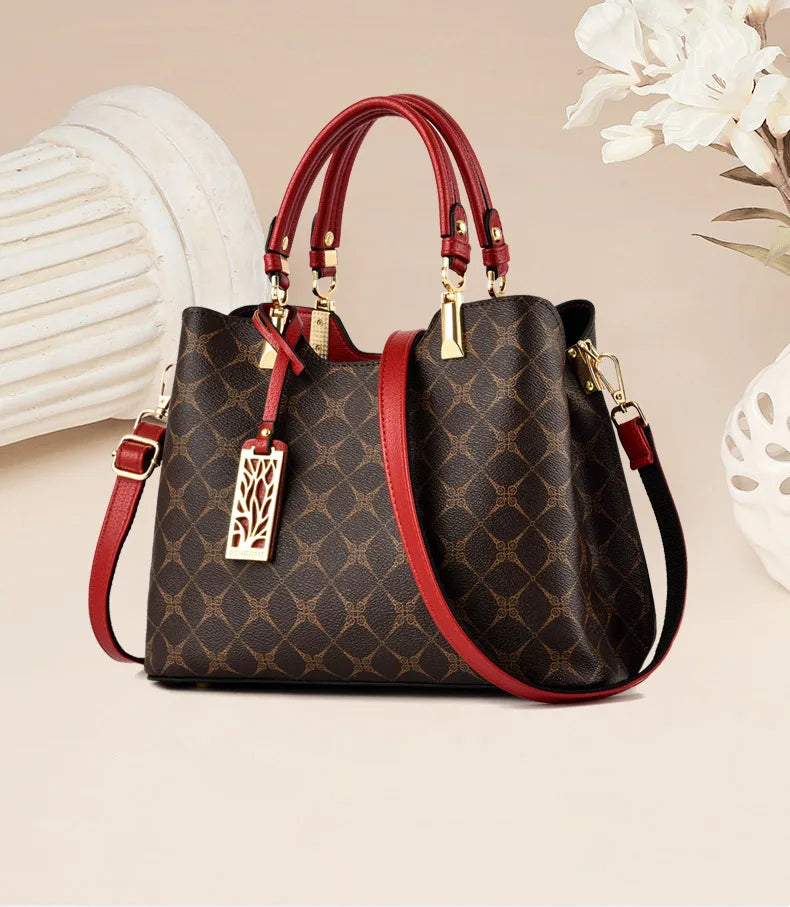 New Bag2024Elegant Women's Handbag Soft Leather Large-Capacity Crossbody Bag Embossed Single Shoulder Tote