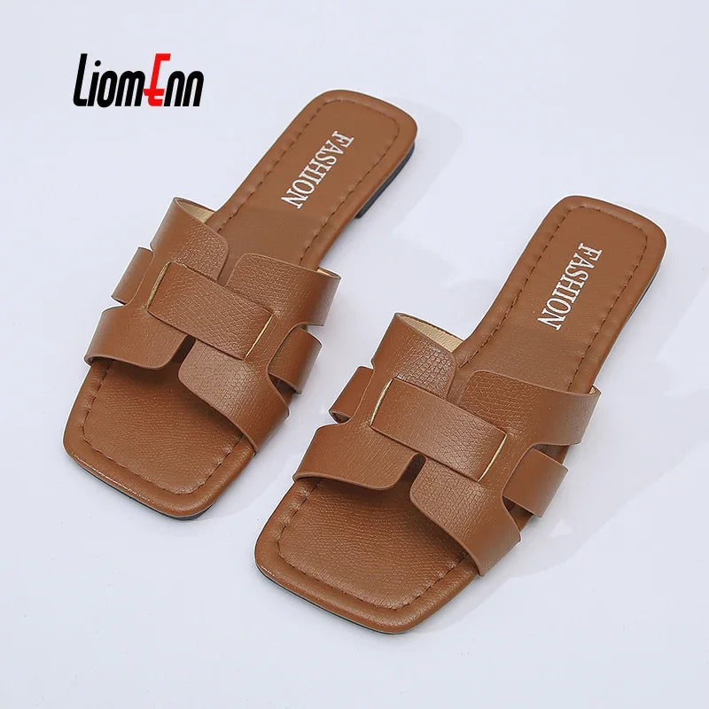 Luxury Summer Slippers Women Flat Outdoor