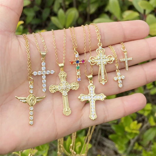 Exquisite Luxury Gold Cross Women's